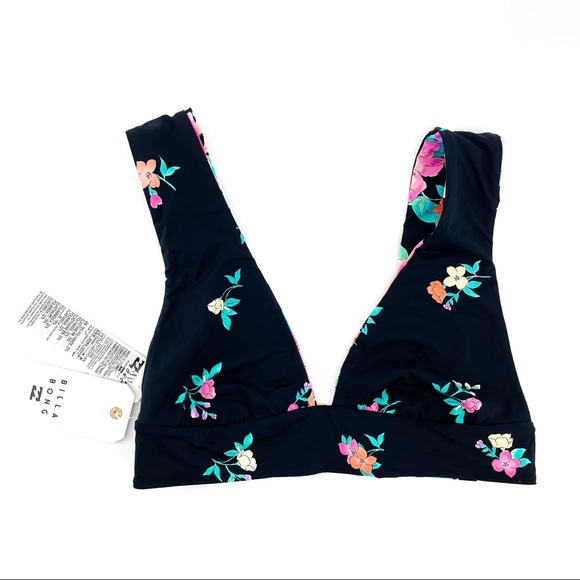 BILLABONG🌺Tropic Time Reversible Plunge Bikini Top👙L - Picture 7 of 12